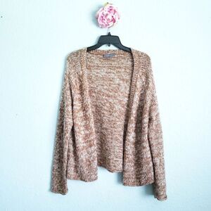 Anthropologie X Wooden Ships Brown Heathered Knit Open Front Wool Cardigan